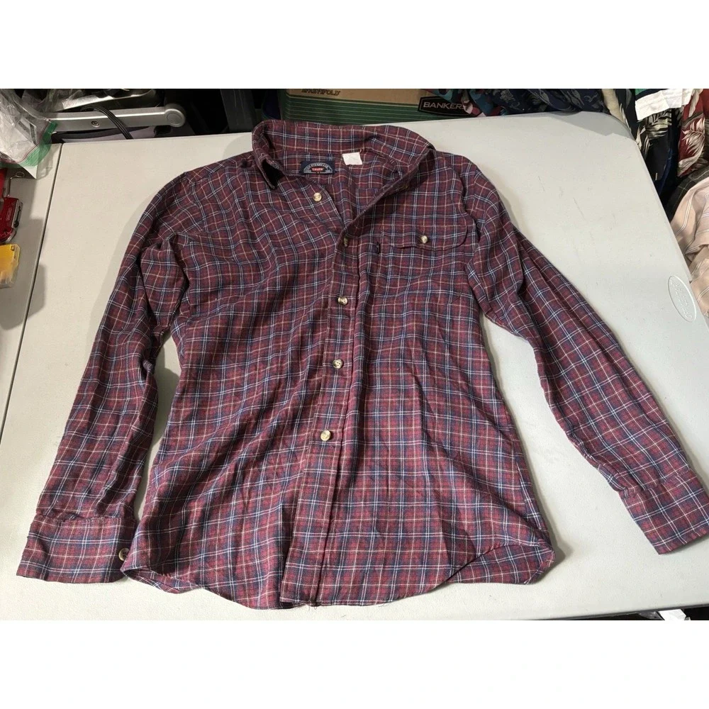 Vintage 80s Levi Strauss & CoPlaid Red Mens Shirt size Small
